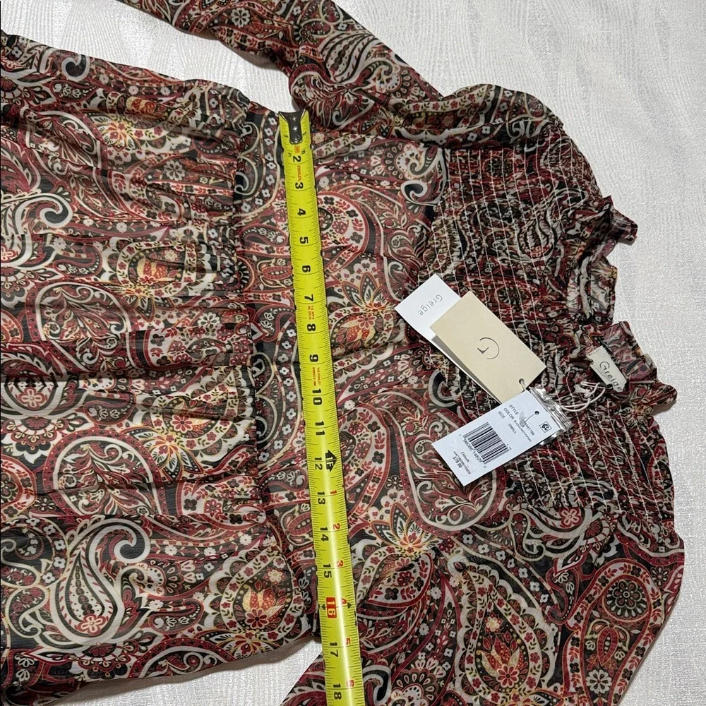 Greige Multicolor Paisley Blouse - Picture 6 of 15